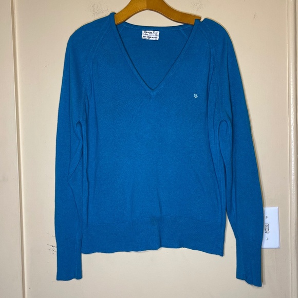 Dior Blue V-Neck Sweater - Picture 1 of 6